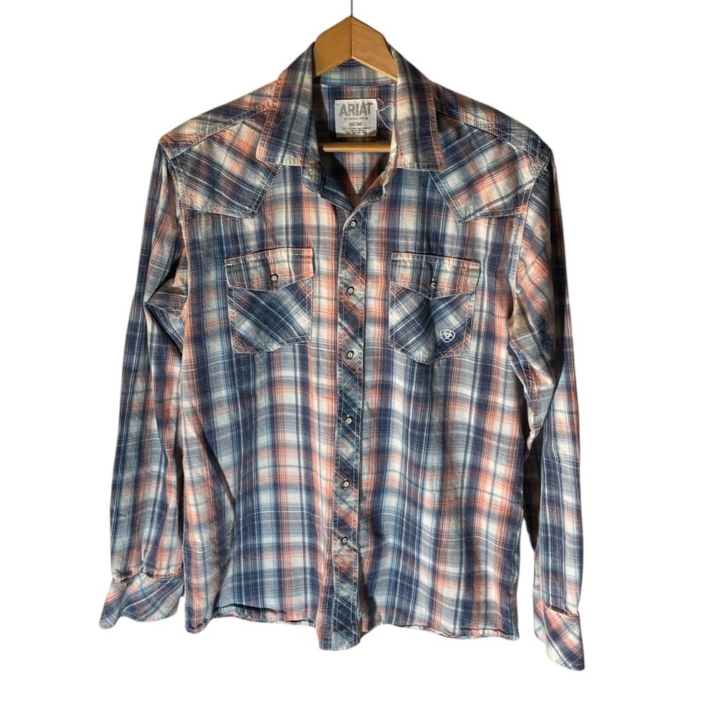 Z7- Ariat Men's Blue & Pink Plaid Shirt